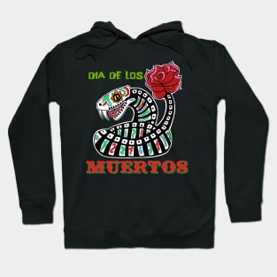 Dia de los Muertos Snake, With text Hoodie